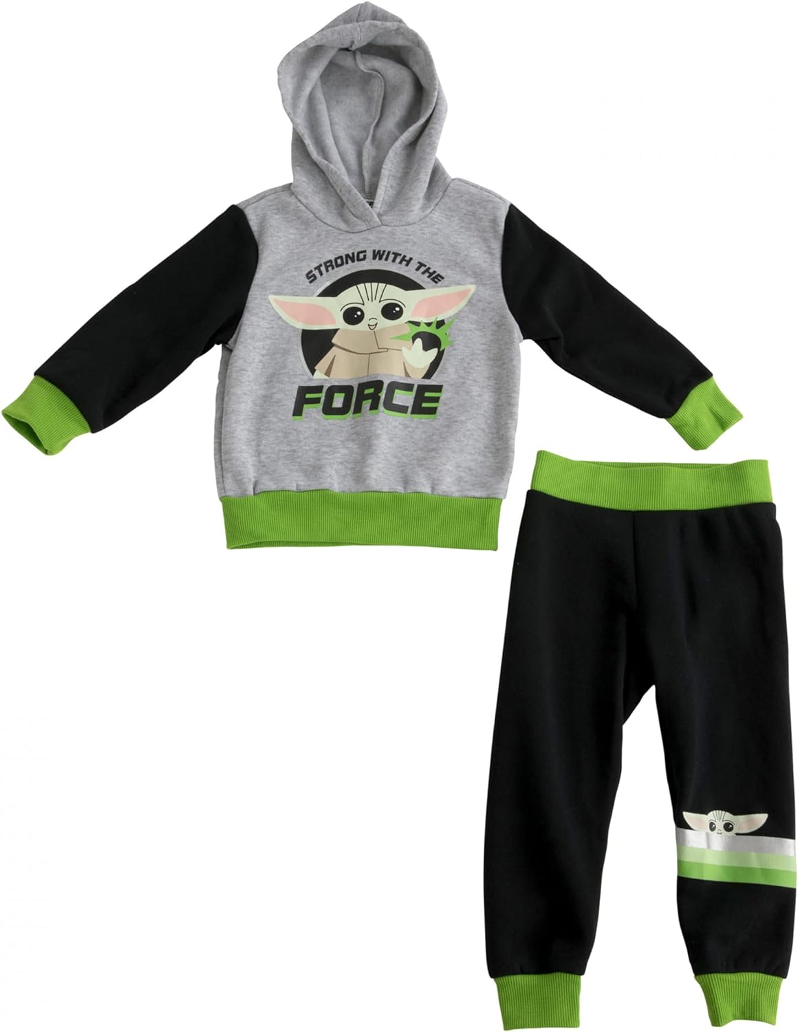 STAR WARS Baby Yoda Boys 2 Piece Small But Mighty Hoodie Sweatshirt and Jogger Pants Set - Image 1